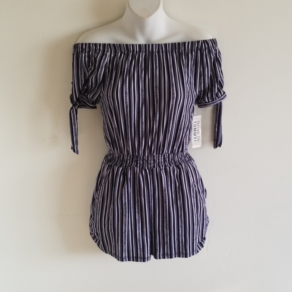 Striped black and white romper